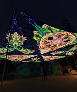 BR-TR02 and BR-TR03 - 6 Diamonds Canopy Set - UV-Reactive Flurescent Ceiling Decoration - 3D-Preview