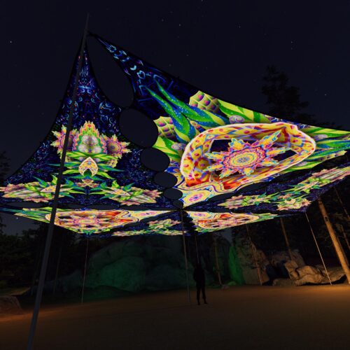 BR-TR02 and BR-TR03 - 6 Diamonds Canopy Set - UV-Reactive Flurescent Ceiling Decoration - 3D-Preview