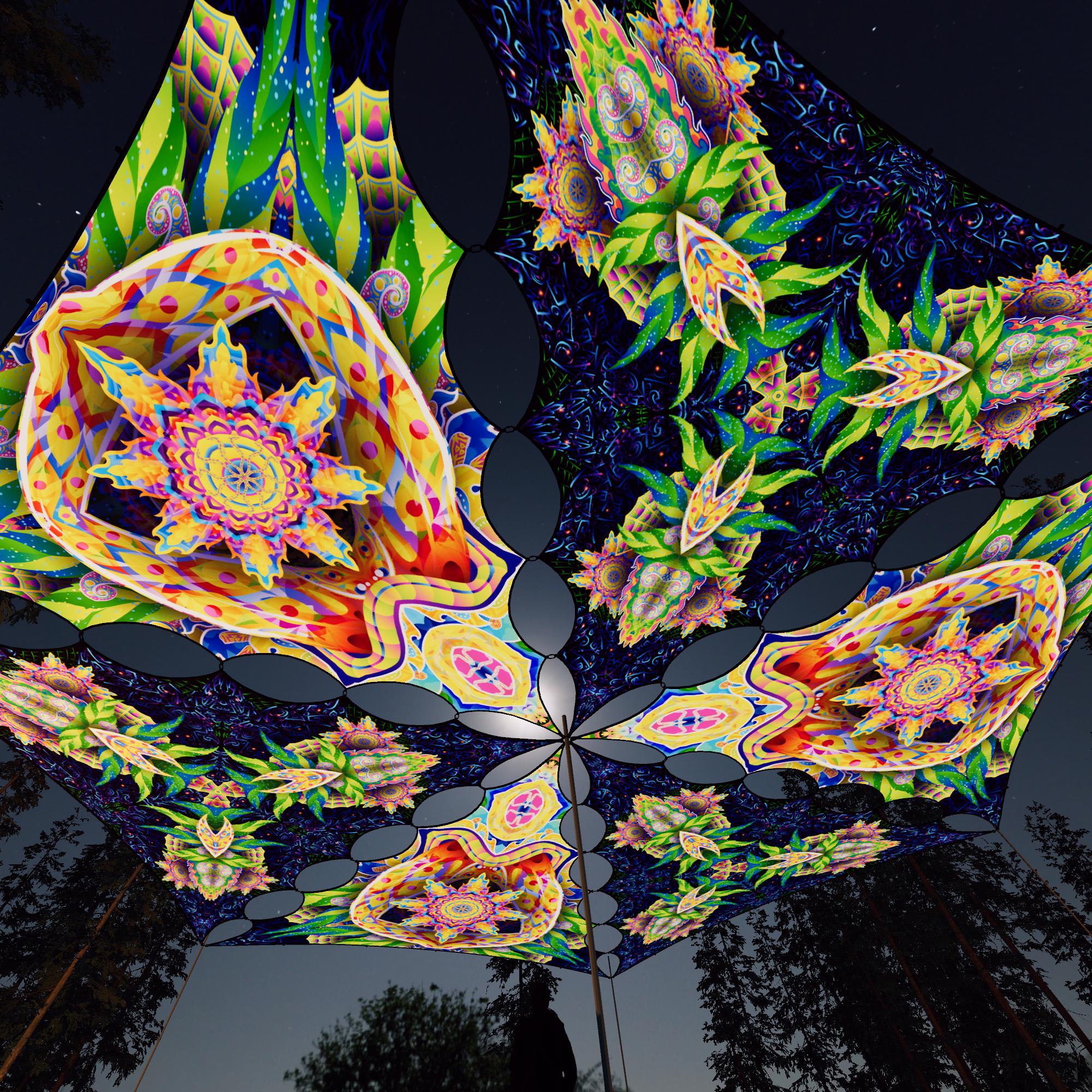 BR-TR02 and BR-TR03 - 6 Diamonds Canopy Set - UV-Reactive Flurescent Ceiling Decoration - 3D-Preview