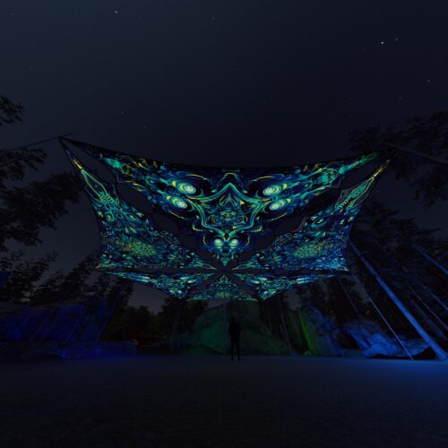 CP-TR01 and CP-TR02 - 6 Triangles Canopy Set - UV-Reactive Flurescent Ceiling Decoration - 3D-Preview