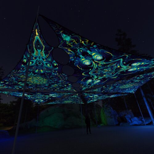 CP-TR01 and CP-TR02 - 6 Triangles Canopy Set - UV-Reactive Flurescent Ceiling Decoration - 3D-Preview