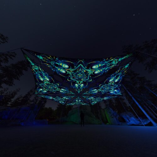 CP-TR01 - 6 Triangles Canopy Set - UV-Reactive Flurescent Ceiling Decoration - 3D-Preview