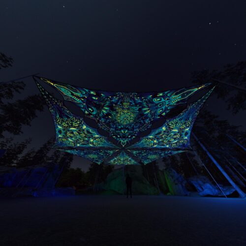CP-TR02 and CP-TR03 - 6 Triangles Canopy Set - UV-Reactive Flurescent Ceiling Decoration - 3D-Preview