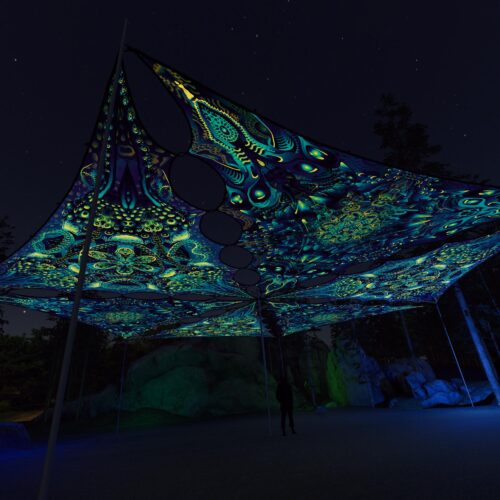CP-TR02 and CP-TR03 - 6 Triangles Canopy Set - UV-Reactive Flurescent Ceiling Decoration - 3D-Preview
