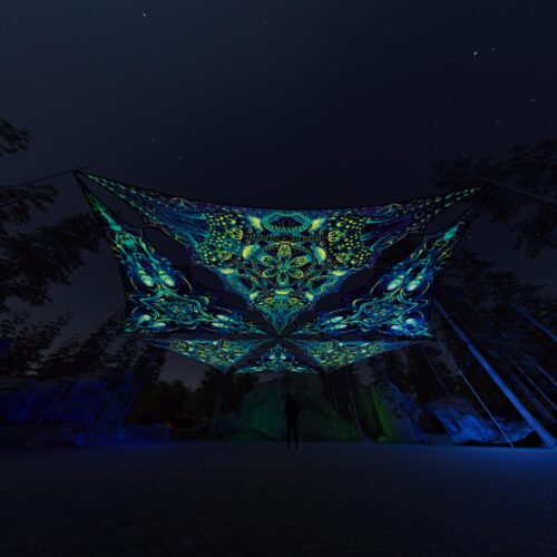 CP-TR03 and CP-TR01 - 6 Triangles Canopy Set - UV-Reactive Flurescent Ceiling Decoration - 3D-Preview