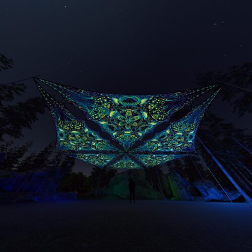 CP-TR03 - 6 Triangles Canopy Set - UV-Reactive Flurescent Ceiling Decoration - 3D-Preview