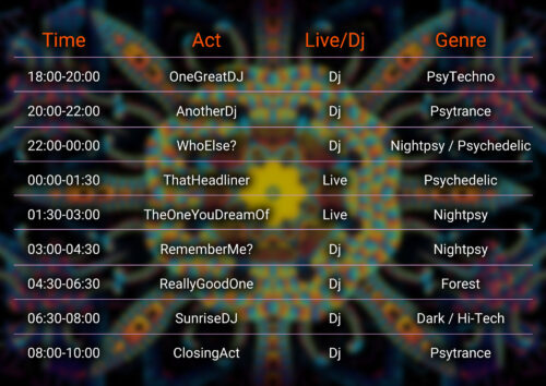 Cyber Venus - Free Party Promotion Materials - Event Time-Table Schedule Template