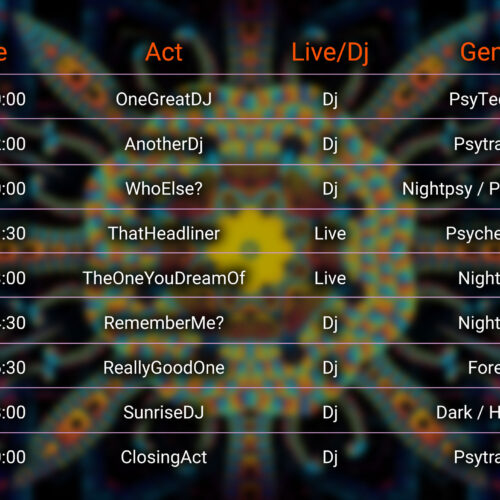 Cyber Venus - Free Party Promotion Materials - Event Time-Table Schedule Template