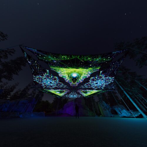 EN-TR01 and EN-TR02 - 6 Triangles Canopy Set - UV-Reactive Flurescent Ceiling Decoration - 3D-Preview