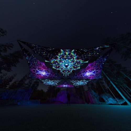 EN-TR02 and EN-TR03 - 6 Triangles Canopy Set - UV-Reactive Flurescent Ceiling Decoration - 3D-Preview