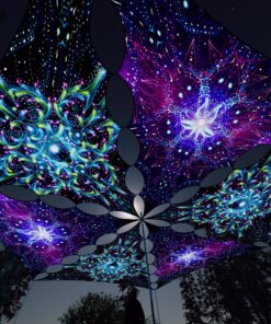 EN-TR02 and EN-TR03 - 6 Triangles Canopy Set - UV-Reactive Flurescent Ceiling Decoration - 3D-Preview