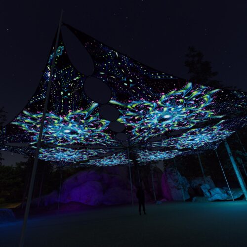 EN-TR02 - 6 Triangles Canopy Set - UV-Reactive Flurescent Ceiling Decoration - 3D-Preview