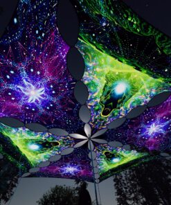 EN-TR03 and EN-TR01 - 6 Triangles Canopy Set - UV-Reactive Flurescent Ceiling Decoration - 3D-Preview