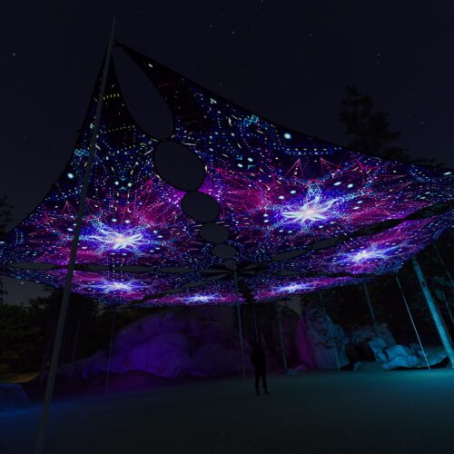 EN-TR03 - 6 Triangles Canopy Set - UV-Reactive Flurescent Ceiling Decoration - 3D-Preview