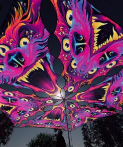 ES-TR01 and ES-TR02 - 6 Triangles Canopy Set - UV-Reactive Flurescent Ceiling Decoration - 3D-Preview