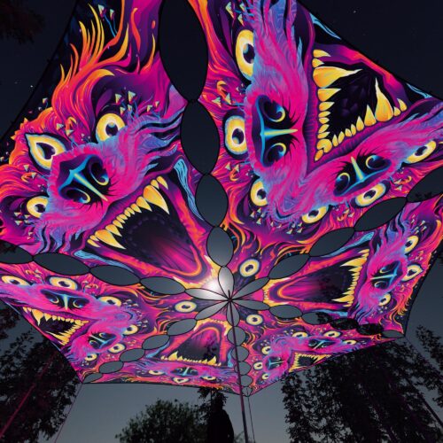 ES-TR01 and ES-TR02 - 6 Triangles Canopy Set - UV-Reactive Flurescent Ceiling Decoration - 3D-Preview