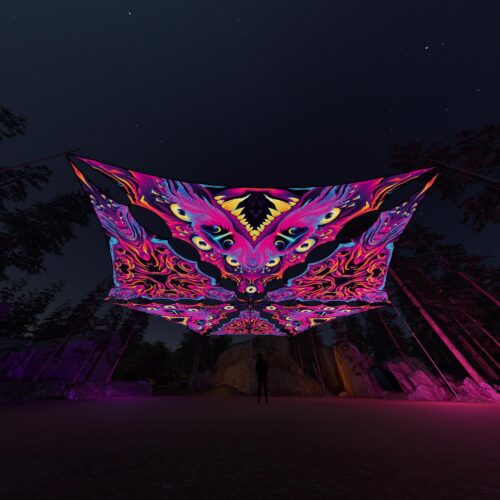 ES-TR02 and ES-TR03 - 6 Triangles Canopy Set - UV-Reactive Flurescent Ceiling Decoration - 3D-Preview