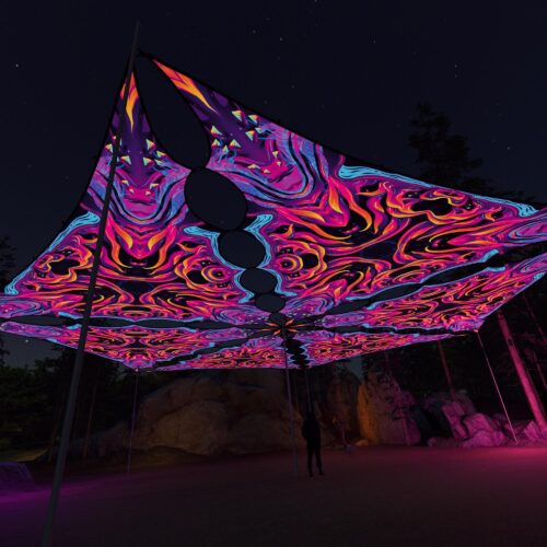 ES-TR03 - 6 Triangles Canopy Set - UV-Reactive Flurescent Ceiling Decoration - 3D-Preview