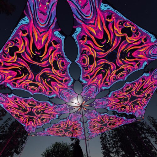 ES-TR03 - 6 Triangles Canopy Set - UV-Reactive Flurescent Ceiling Decoration - 3D-Preview