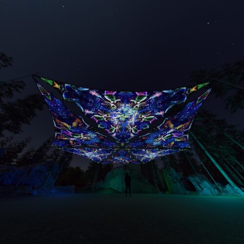 EUK-TR01 and EUK-TR02 - 6 Triangles Canopy Set - UV-Reactive Flurescent Ceiling Decoration - 3D-Preview