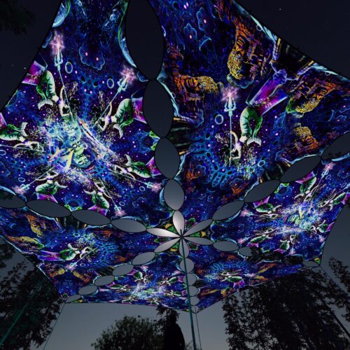 EUK-TR01 and EUK-TR02 - 6 Triangles Canopy Set - UV-Reactive Flurescent Ceiling Decoration - 3D-Preview