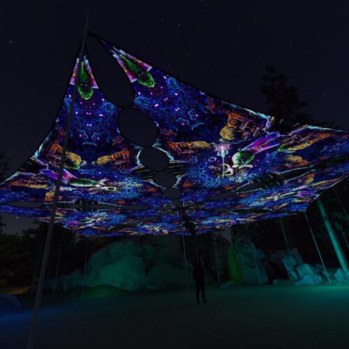 EUK-TR02 - 6 Triangles Canopy Set - UV-Reactive Flurescent Ceiling Decoration - 3D-Preview