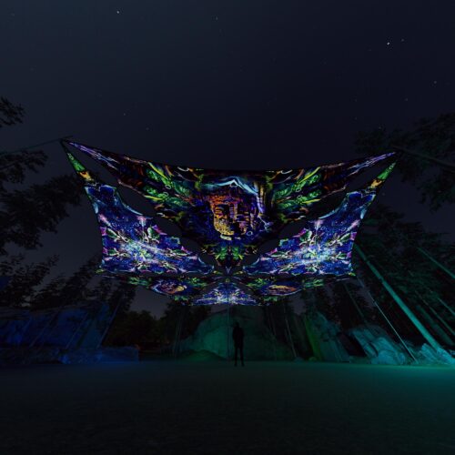 EUK-TR03 and EUK-TR01 - 6 Triangles Canopy Set - UV-Reactive Flurescent Ceiling Decoration - 3D-Preview