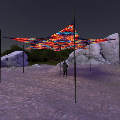 EV-DM02 and EV-DM03 - 6 Diamonds Canopy Set - UV-Reactive Flurescent Ceiling Decoration - 3D-Preview