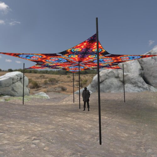 EV-DM03 and EV-DM01 - 6 Diamonds Canopy Set - UV-Reactive Flurescent Ceiling Decoration - 3D-Preview