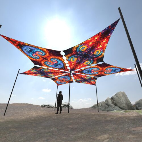 EV-DM03 and EV-DM01 - 6 Diamonds Canopy Set - UV-Reactive Flurescent Ceiling Decoration - 3D-Preview