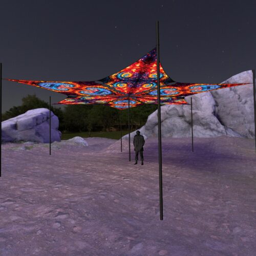 EV-DM03 and EV-DM01 - 6 Diamonds Canopy Set - UV-Reactive Flurescent Ceiling Decoration - 3D-Preview