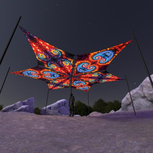 EV-DM03 and EV-DM01 - 6 Diamonds Canopy Set - UV-Reactive Flurescent Ceiling Decoration - 3D-Preview