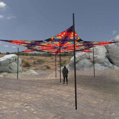 EV-DM03 - 6 Diamonds Canopy Set - UV-Reactive Flurescent Ceiling Decoration - 3D-Preview