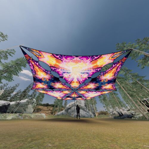 FC-TR01 and FC-TR02 - 6 Triangles Canopy Set - UV-Reactive Flurescent Ceiling Decoration - 3D-Preview