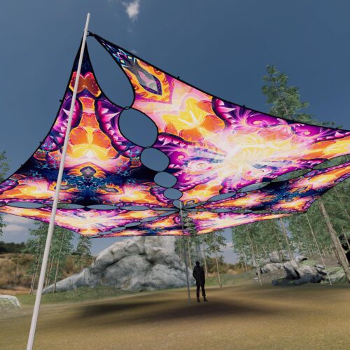 FC-TR01 and FC-TR02 - 6 Triangles Canopy Set - UV-Reactive Flurescent Ceiling Decoration - 3D-Preview