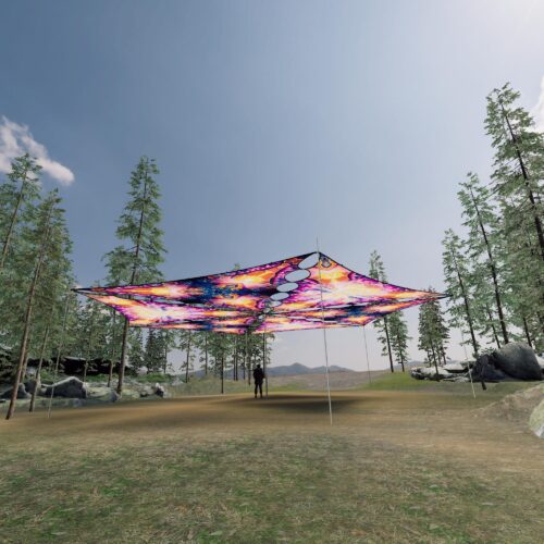 FC-TR01 and FC-TR02 - 6 Triangles Canopy Set - UV-Reactive Flurescent Ceiling Decoration - 3D-Preview