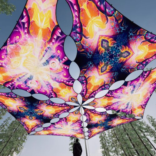 FC-TR01 and FC-TR02 - 6 Triangles Canopy Set - UV-Reactive Flurescent Ceiling Decoration - 3D-Preview