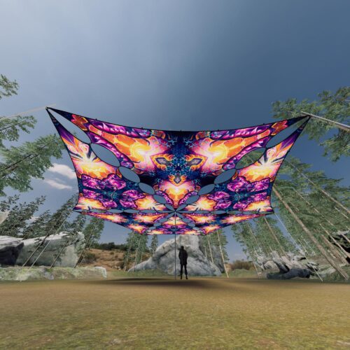 FC-TR02 and FC-TR03 - 6 Triangles Canopy Set - UV-Reactive Flurescent Ceiling Decoration - 3D-Preview