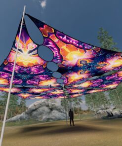 FC-TR02 and FC-TR03 - 6 Triangles Canopy Set - UV-Reactive Flurescent Ceiling Decoration - 3D-Preview