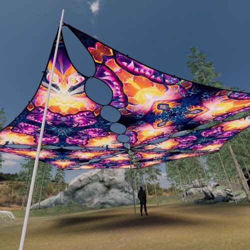 FC-TR02 and FC-TR03 - 6 Triangles Canopy Set - UV-Reactive Flurescent Ceiling Decoration - 3D-Preview