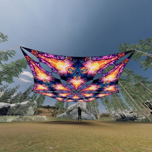 FC-TR02 - 6 Triangles Canopy Set - UV-Reactive Flurescent Ceiling Decoration - 3D-Preview