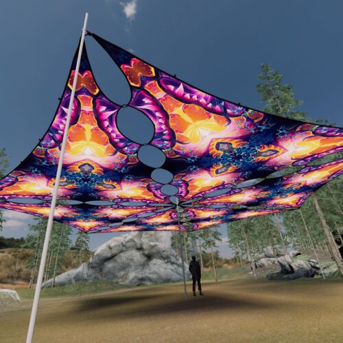 FC-TR02 - 6 Triangles Canopy Set - UV-Reactive Flurescent Ceiling Decoration - 3D-Preview