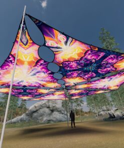 FC-TR03 and FC-TR01 - 6 Triangles Canopy Set - UV-Reactive Flurescent Ceiling Decoration - 3D-Preview