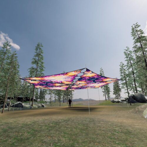 FC-TR03 and FC-TR01 - 6 Triangles Canopy Set - UV-Reactive Flurescent Ceiling Decoration - 3D-Preview