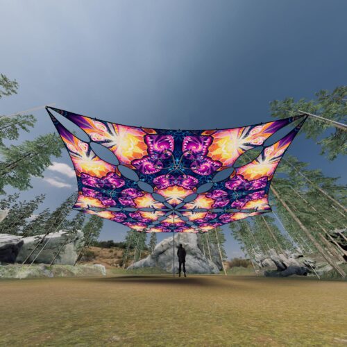 FC-TR03 - 6 Triangles Canopy Set - UV-Reactive Flurescent Ceiling Decoration - 3D-Preview