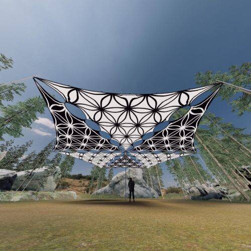 FL-TR01 and FL-TR02 - 6 Triangles Canopy Set - UV-Reactive Flurescent Ceiling Decoration - 3D-Preview