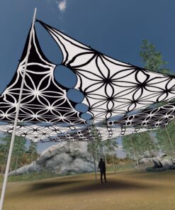 FL-TR01 and FL-TR02 - 6 Triangles Canopy Set - UV-Reactive Flurescent Ceiling Decoration - 3D-Preview