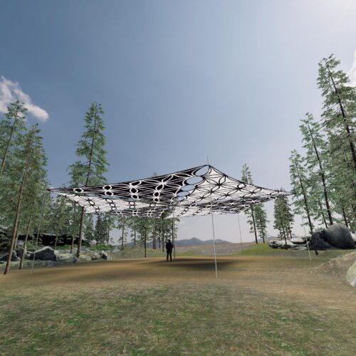 FL-TR01 and FL-TR02 - 6 Triangles Canopy Set - UV-Reactive Flurescent Ceiling Decoration - 3D-Preview