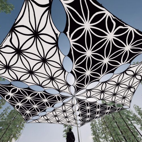 FL-TR01 and FL-TR02 - 6 Triangles Canopy Set - UV-Reactive Flurescent Ceiling Decoration - 3D-Preview