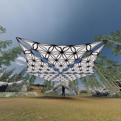 FL-TR01 - 6 Triangles Canopy Set - UV-Reactive Flurescent Ceiling Decoration - 3D-Preview